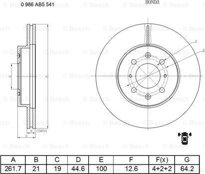 BOSCH 0 986 AB5 541 - Тормозной диск autospares.lv