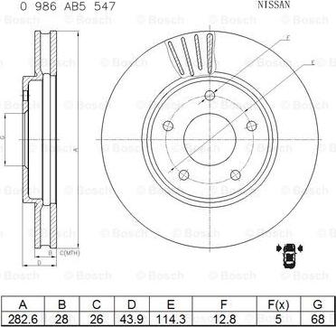 BOSCH 0 986 AB5 547 - Тормозной диск autospares.lv