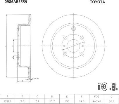 BOSCH 0 986 AB5 559 - Тормозной диск autospares.lv