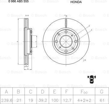 BOSCH 0 986 AB5 555 - Тормозной диск autospares.lv