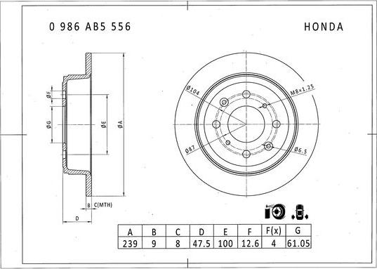 BOSCH 0 986 AB5 556 - Тормозной диск autospares.lv