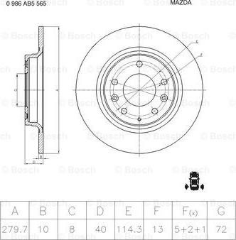 BOSCH 0 986 AB5 565 - Тормозной диск autospares.lv