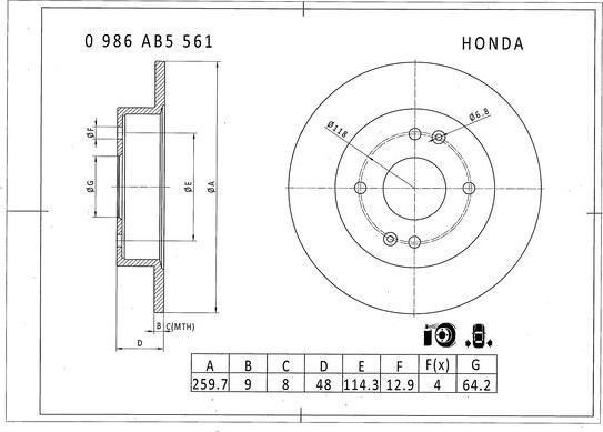 BOSCH 0 986 AB5 561 - Тормозной диск autospares.lv
