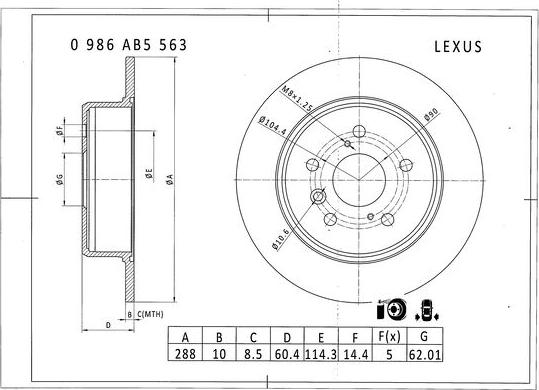 BOSCH 0 986 AB5 563 - Тормозной диск autospares.lv