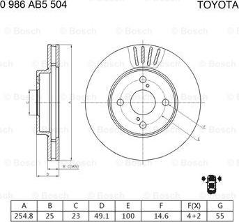 BOSCH 0 986 AB5 504 - Тормозной диск autospares.lv