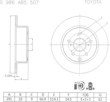 BOSCH 0 986 AB5 507 - Тормозной диск autospares.lv