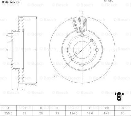 BOSCH 0 986 AB5 519 - Тормозной диск autospares.lv