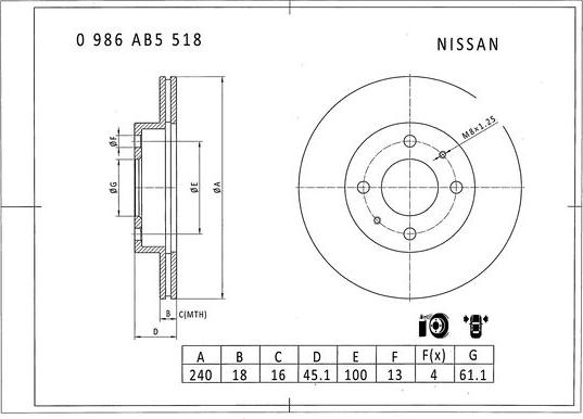 BOSCH 0 986 AB5 518 - Тормозной диск autospares.lv