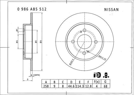 BOSCH 0 986 AB5 512 - Тормозной диск autospares.lv