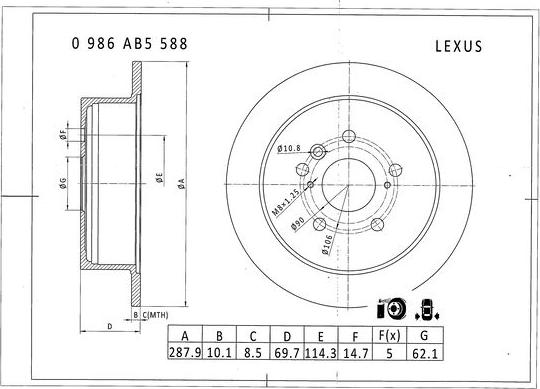 BOSCH 0 986 AB5 588 - Тормозной диск autospares.lv