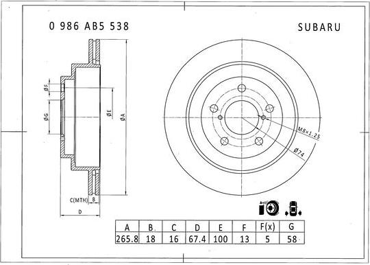 BOSCH 0 986 AB5 538 - Тормозной диск autospares.lv