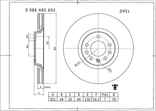 BOSCH 0 986 AB5 692 - Тормозной диск autospares.lv