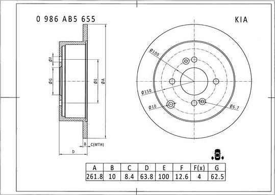 BOSCH 0 986 AB5 655 - Тормозной диск autospares.lv