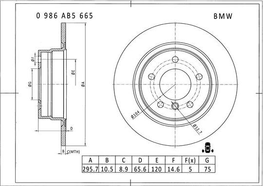 BOSCH 0 986 AB5 665 - Тормозной диск autospares.lv