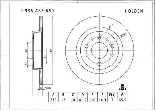 BOSCH 0 986 AB5 660 - Тормозной диск autospares.lv