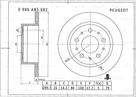 BOSCH 0 986 AB5 682 - Тормозной диск autospares.lv