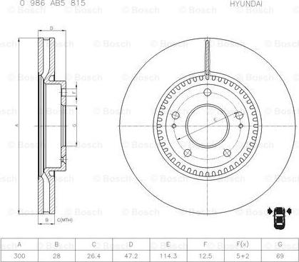 BOSCH 0 986 AB5 815 - Тормозной диск autospares.lv