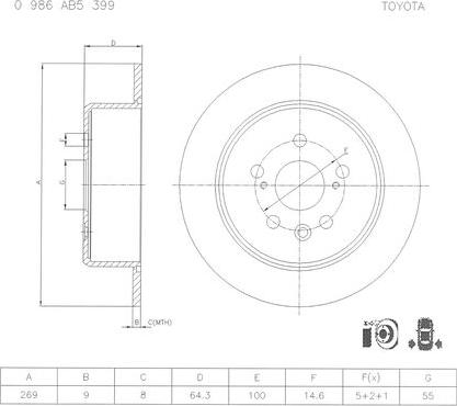 BOSCH 0 986 AB5 399 - Тормозной диск autospares.lv