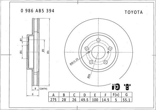BOSCH 0 986 AB5 394 - Тормозной диск autospares.lv