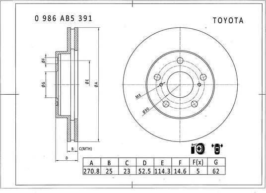 BOSCH 0 986 AB5 391 - Тормозной диск autospares.lv