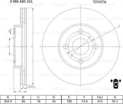 BOSCH 0 986 AB5 341 - Тормозной диск autospares.lv