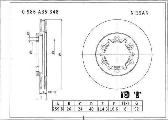 BOSCH 0 986 AB5 348 - Тормозной диск autospares.lv