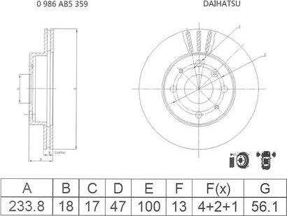 BOSCH 0 986 AB5 359 - Тормозной диск autospares.lv