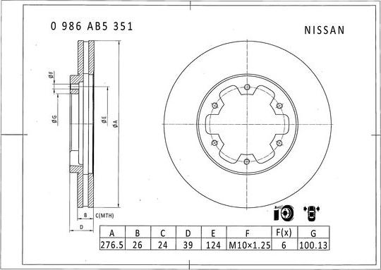 BOSCH 0 986 AB5 351 - Тормозной диск autospares.lv