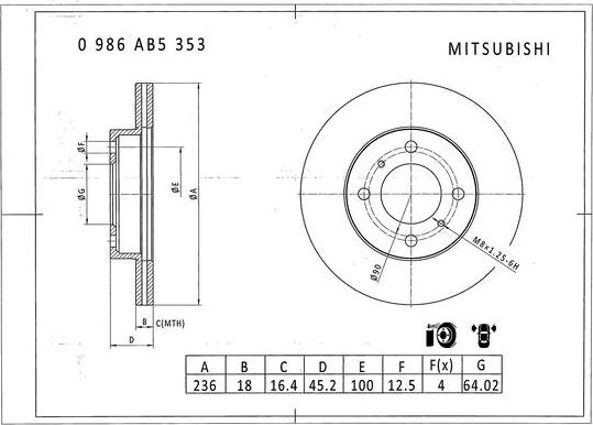 BOSCH 0 986 AB5 353 - Тормозной диск autospares.lv