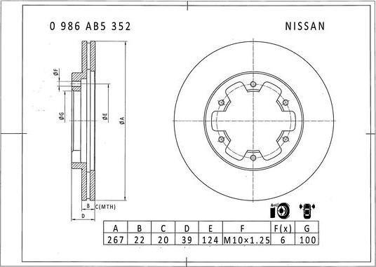 BOSCH 0 986 AB5 352 - Тормозной диск autospares.lv