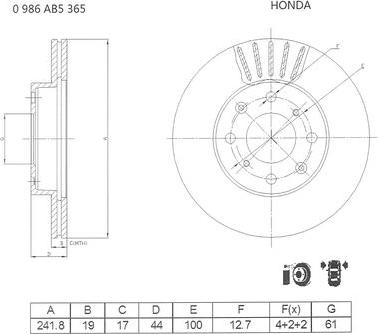 BOSCH 0 986 AB5 365 - Тормозной диск autospares.lv