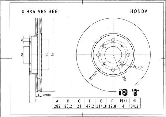 BOSCH 0 986 AB5 366 - Тормозной диск autospares.lv