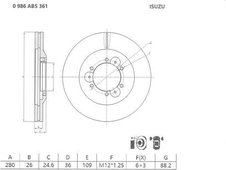 BOSCH 0 986 AB5 361 - Тормозной диск autospares.lv