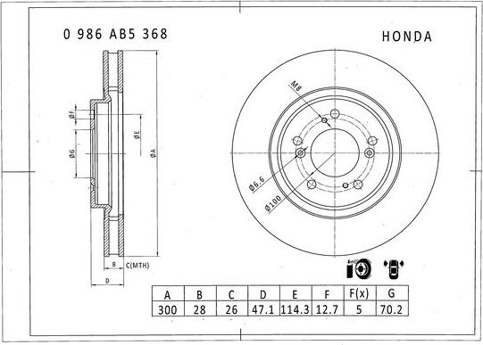 BOSCH 0 986 AB5 368 - Тормозной диск autospares.lv