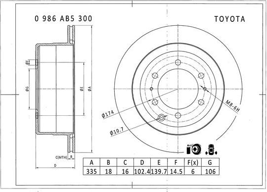 BOSCH 0 986 AB5 300 - Тормозной диск autospares.lv