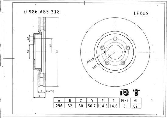 BOSCH 0 986 AB5 318 - Тормозной диск autospares.lv