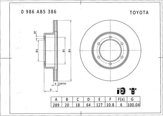 BOSCH 0 986 AB5 386 - Тормозной диск autospares.lv