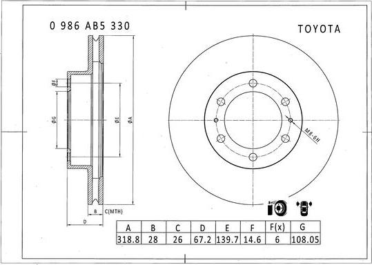 BOSCH 0 986 AB5 330 - Тормозной диск autospares.lv