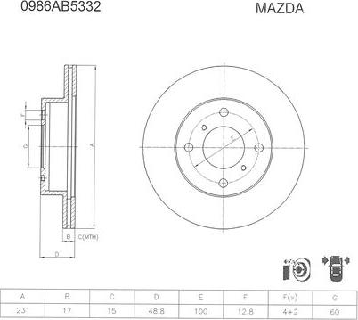 BOSCH 0 986 AB5 332 - Тормозной диск autospares.lv