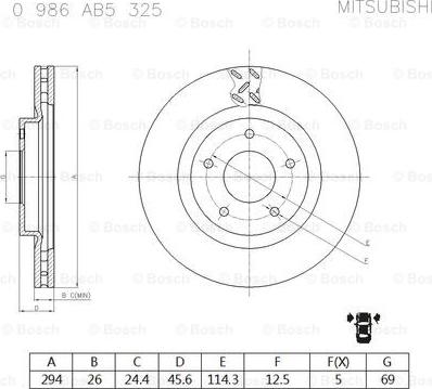 BOSCH 0 986 AB5 325 - Тормозной диск autospares.lv