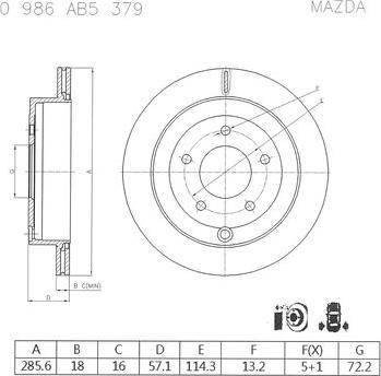 BOSCH 0 986 AB5 379 - Тормозной диск autospares.lv