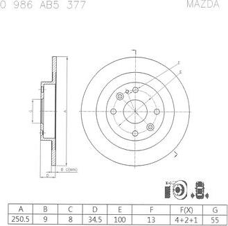 BOSCH 0 986 AB5 377 - Тормозной диск autospares.lv