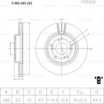 BOSCH 0 986 AB5 283 - Тормозной диск autospares.lv