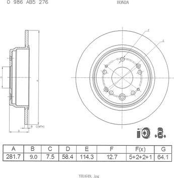 BOSCH 0 986 AB5 276 - Тормозной диск autospares.lv