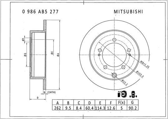 BOSCH 0 986 AB5 277 - Тормозной диск autospares.lv