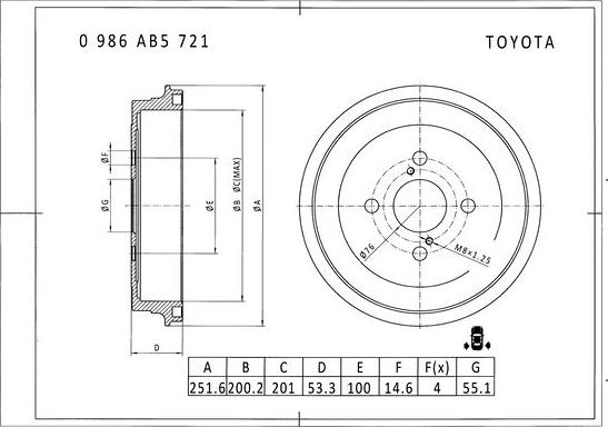 BOSCH 0 986 AB5 721 - Тормозной барабан autospares.lv