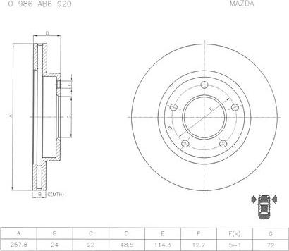 BOSCH 0 986 AB6 920 - Тормозной диск autospares.lv