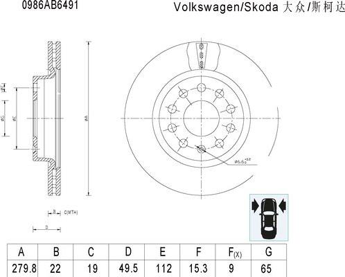 BOSCH 0 986 AB6 491 - Тормозной диск autospares.lv