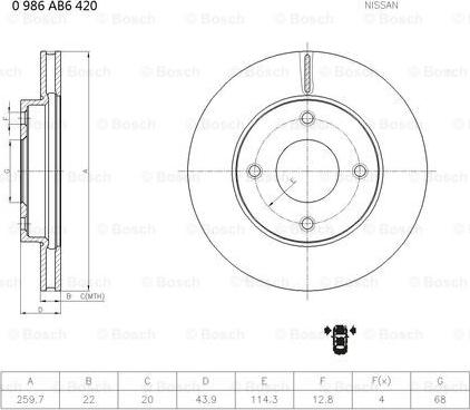 BOSCH 0 986 AB6 420 - Тормозной диск autospares.lv