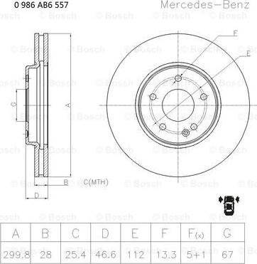 BOSCH 0 986 AB6 557 - Тормозной диск autospares.lv